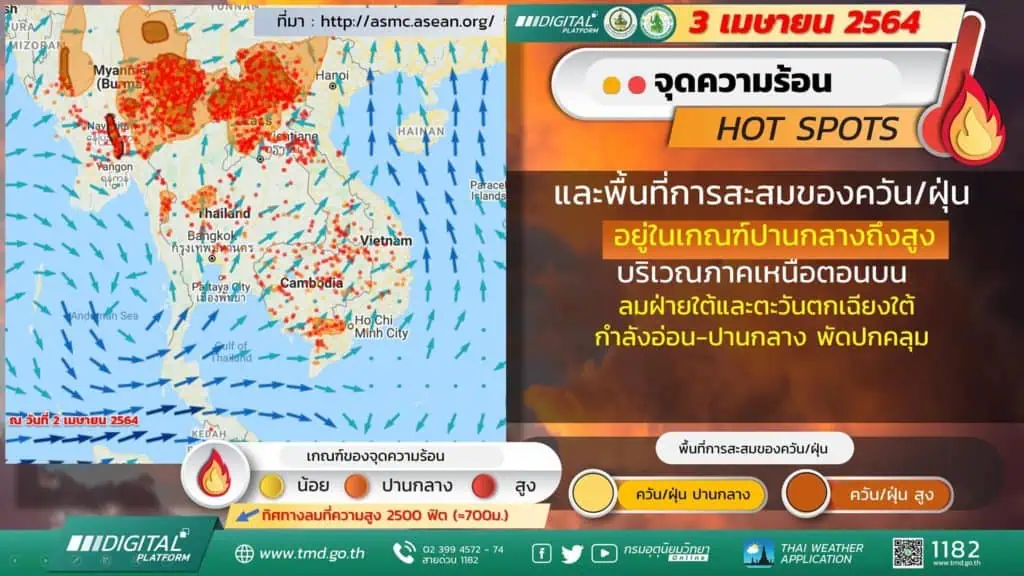 ประกาศกรมอุตุนิยมวิทยา"พายุฤดูร้อนบริเวณประเทศไทย (มีผลกระทบตั้งแต่วันที่ 3-6 เมษายน 2564)" ฉบับที่ 8 ลงวันที่ 03 เมษายน 2564<br>