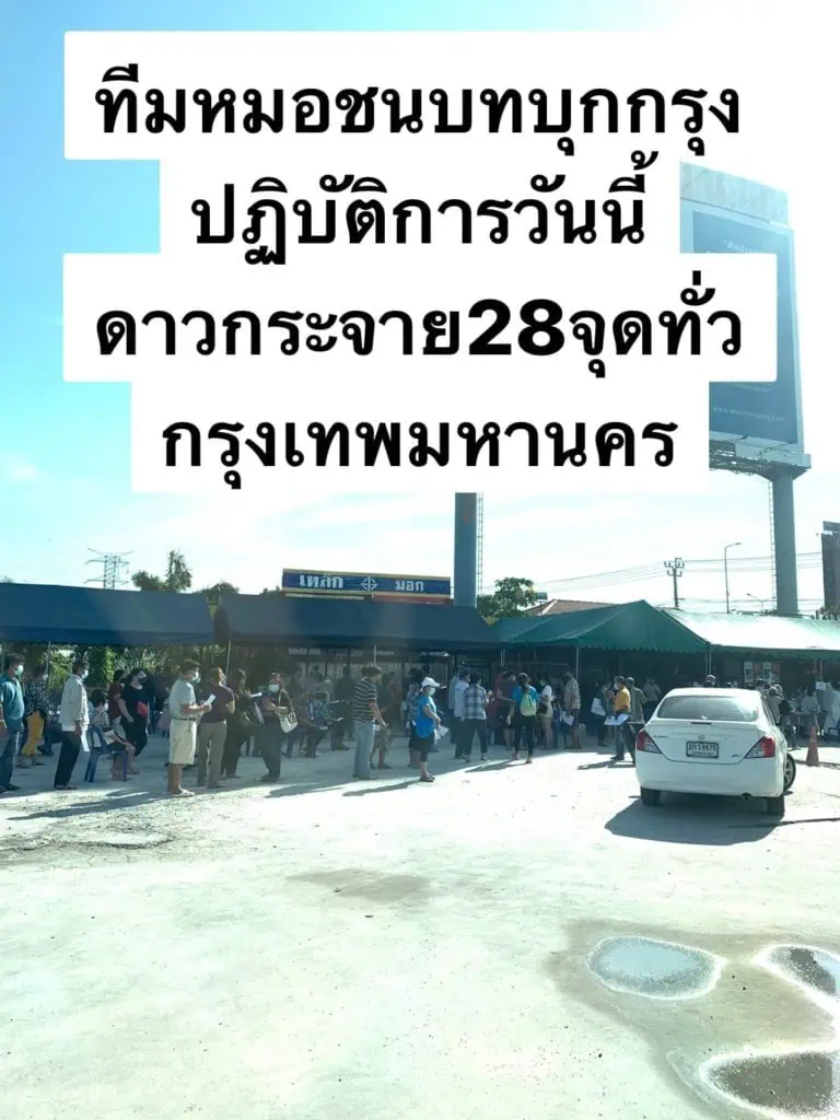 ทีมหมอชนบทบุกกรุงปฏิบัติการวันนี้ดาวกระจาย 28 จุดทั่วกรุงเทพมหานคร นายกรัฐมนตรีขอบคุณทีมแพทย์ชนบท เร่งคัดกรองเชิงรุกในพื้นที่กทม. ลดการแพร่ระบาดไวรัสโควิด -19