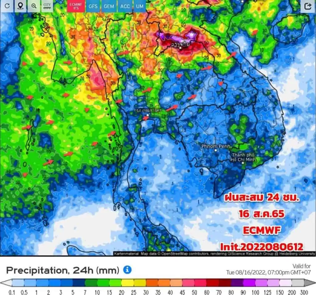 กรมอุตุนิยมวิทยาเตือนฝนตกหนักถึงหนักมากบริเวณประเทศไทย และคลื่นลมแรงบริเวณทะเลอันดามัน ตั้งแต่วันที่ 7-9 สิงหาคม 2565