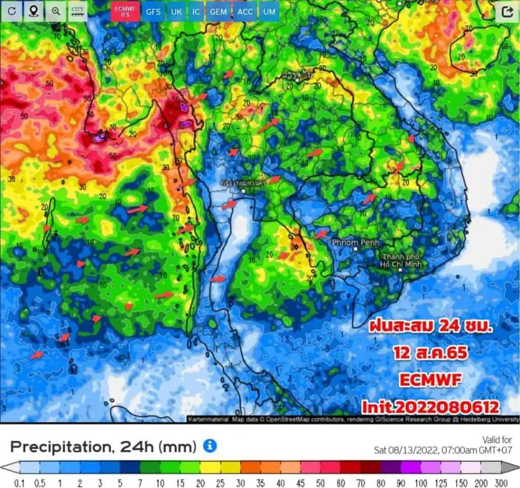 กรมอุตุนิยมวิทยาเตือนฝนตกหนักถึงหนักมากบริเวณประเทศไทย และคลื่นลมแรงบริเวณทะเลอันดามัน ตั้งแต่วันที่ 7-9 สิงหาคม 2565