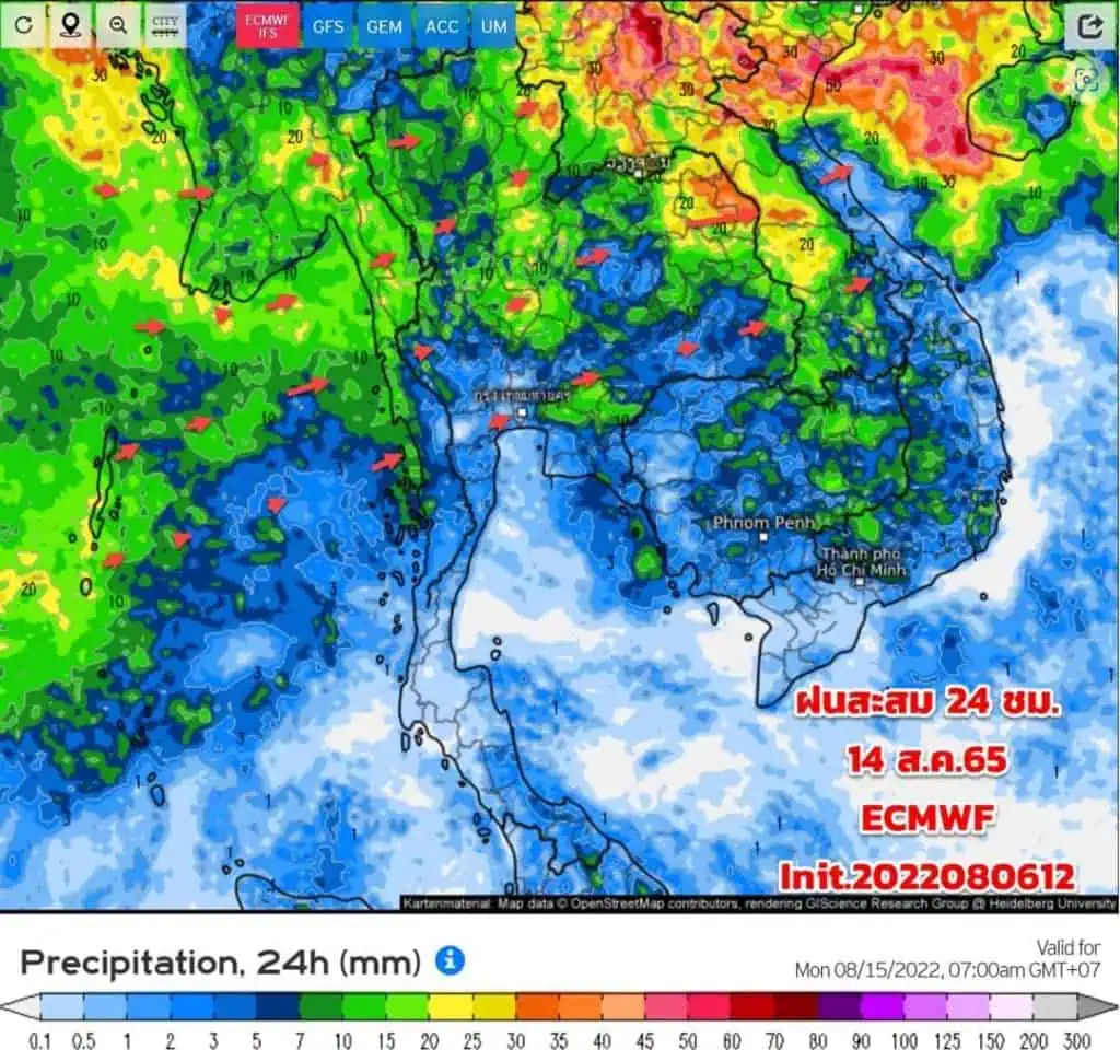 กรมอุตุนิยมวิทยาเตือนฝนตกหนักถึงหนักมากบริเวณประเทศไทย และคลื่นลมแรงบริเวณทะเลอันดามัน ตั้งแต่วันที่ 7-9 สิงหาคม 2565