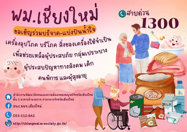 พม.เชียงใหม่รับมอบสิ่งของ ช่วยผู้ประสบภัย - กลุ่มเปราะบาง