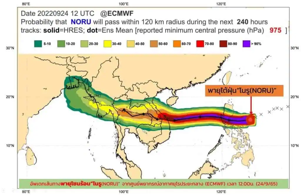กรมอุตุนิยมวิทยาเตือนภาคอีสานฝนตกหนักมาก 28 ก.ย.พายุไต้ฝุ่น"โนรู"เคลื่อนตัวเข้าไทย