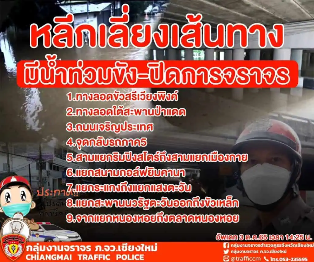 เชียงใหม่ยังท่วม "แยกหนองหอย" อ่วม เลี่ยงการจราจร