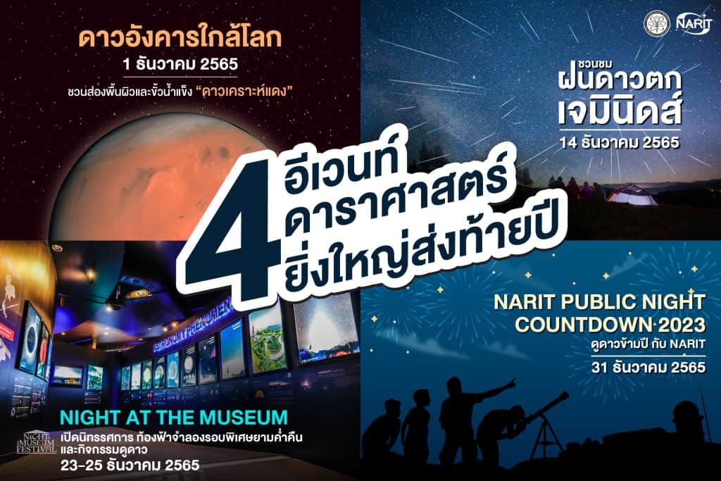 4 อีเวนท์ดาราศาสตร์ ห้ามพลาด ยิ่งใหญ่ส่งท้ายปี 2565 4 อีเวนท์ดาราศาสตร์ ห้ามพลาด ยิ่งใหญ่ส่งท้ายปี 2565