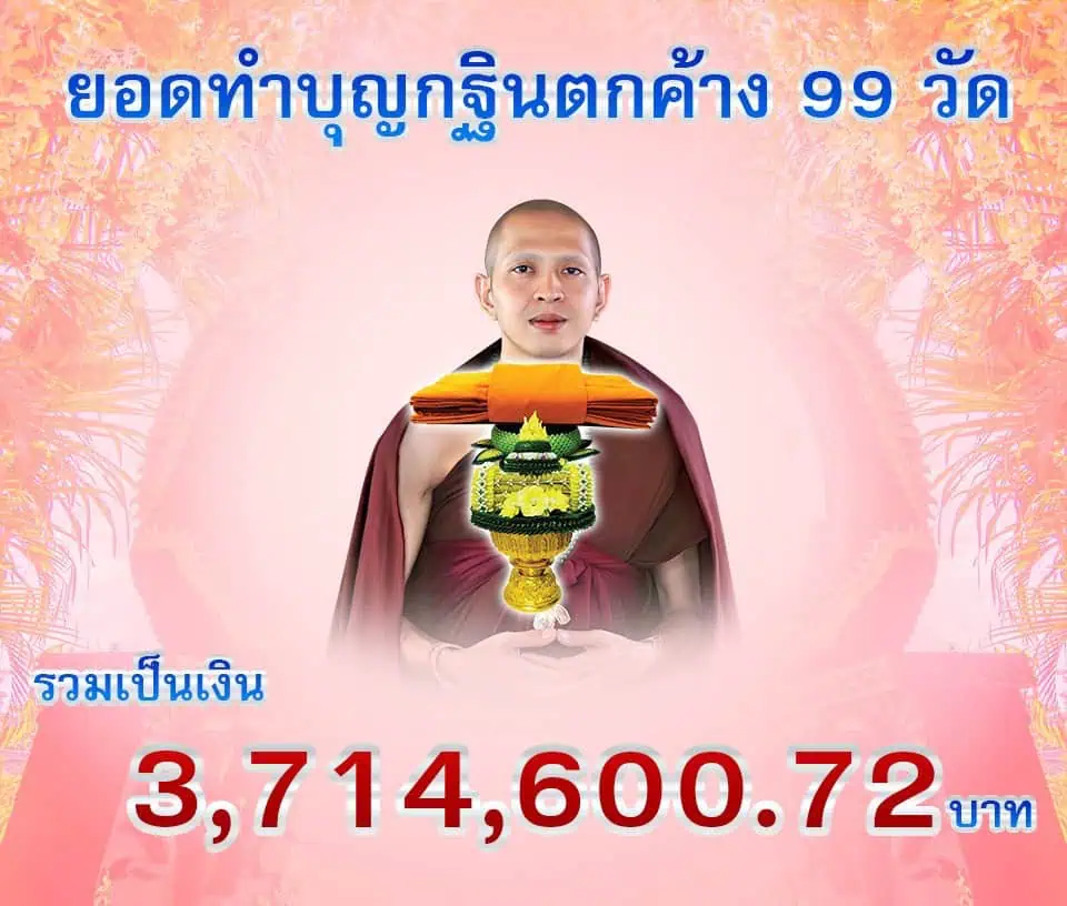 พระครูบาอริยชาติ อริยจิตโต เจ้าอาวาสวัดแสงแก้วโพธิญาณ จัดงานทำบุญ ทอดกฐินตกค้าง 99 วัด