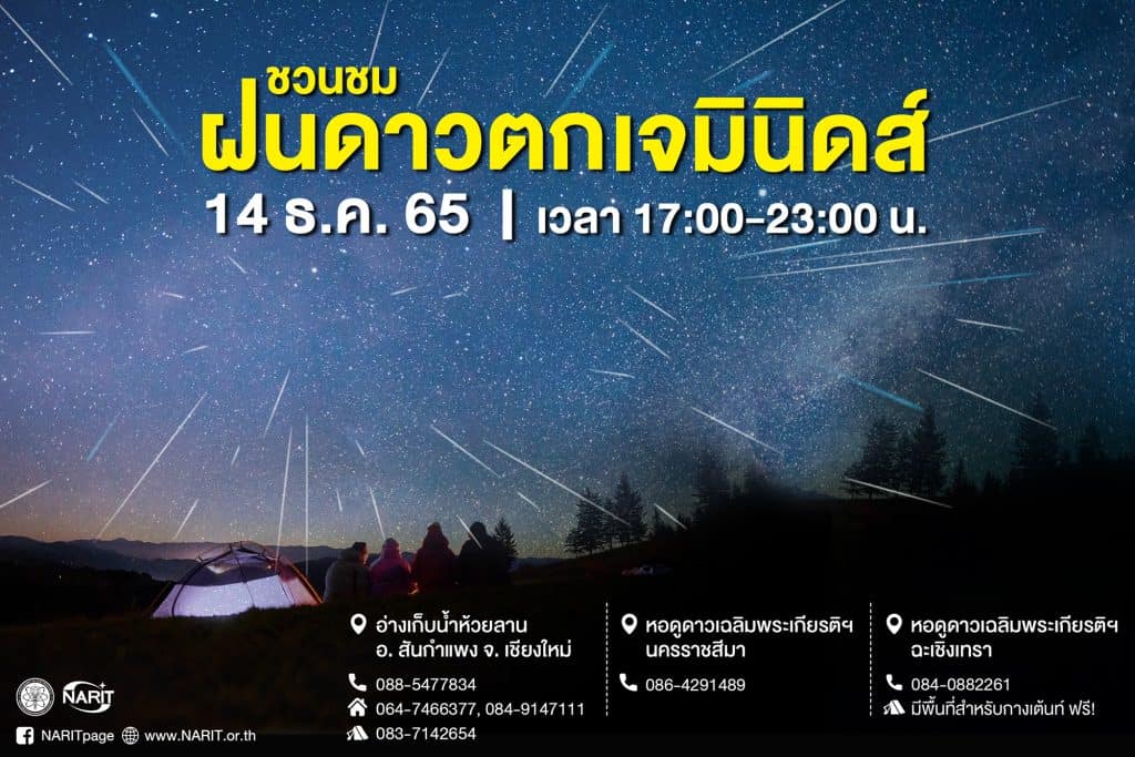 ชม “ฝนดาวตกเจมินิดส์” ปักหมุด 3 จุดชมดาว 14 ธ.ค. 65 ชม “ฝนดาวตกเจมินิดส์” ปักหมุด 3 จุดชมดาว 14 ธ.ค. 65