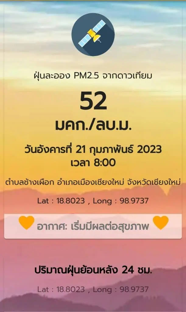 เชียงใหม่ยังสีส้ม พบ 21 อำเภอค่าฝุ่นเกินมาตรฐาน