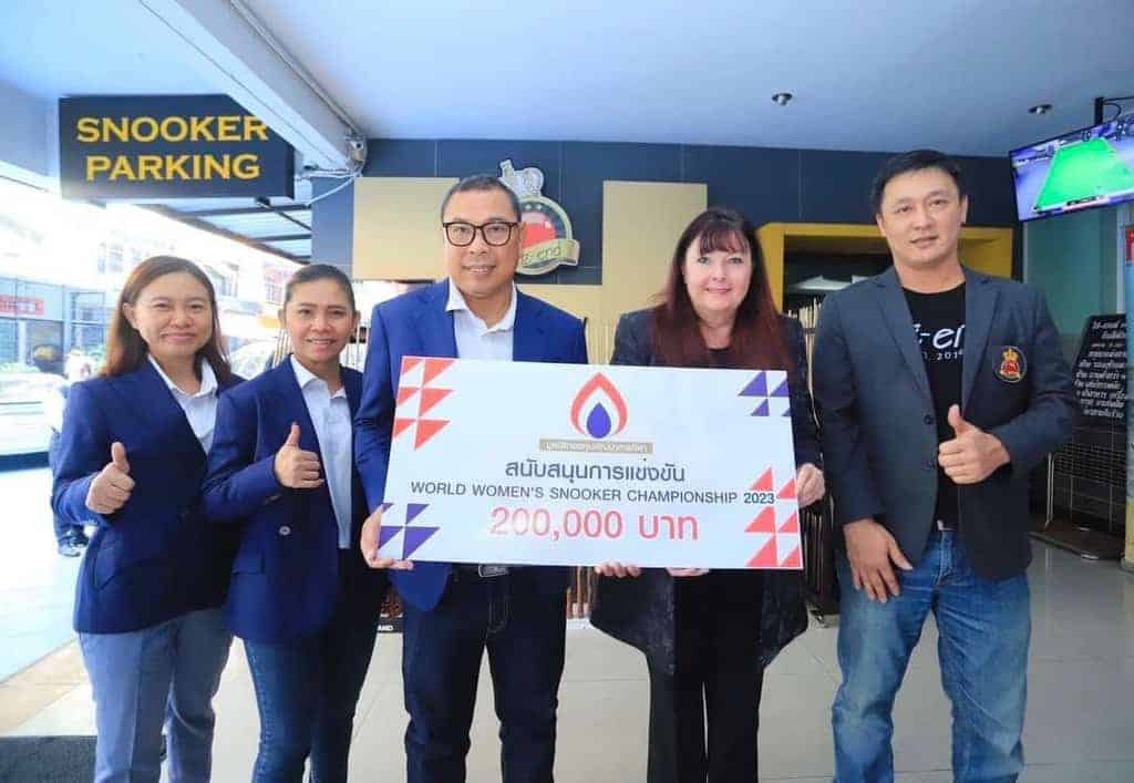 ปธ.มูลนิธิกองทุนพัฒนากีฬา มอบเงินสนับสนุนจัดแข่งขันสนุกเกอร์หญิงโลก