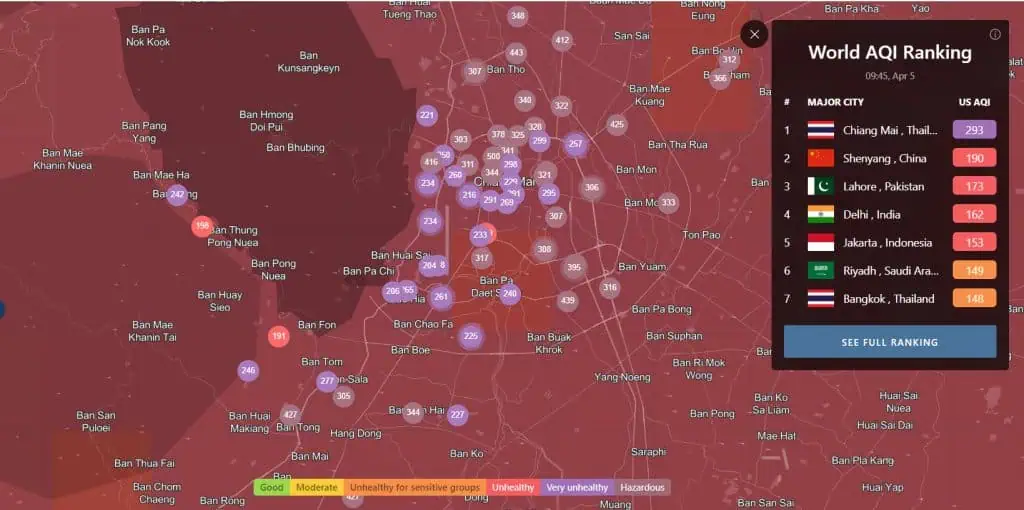 เชียงใหม่กลับมาวิกฤต ยืนหนึ่งเมืองอากาศแย่ที่สุดในโลก พบจุดความร้อน 146 จุด