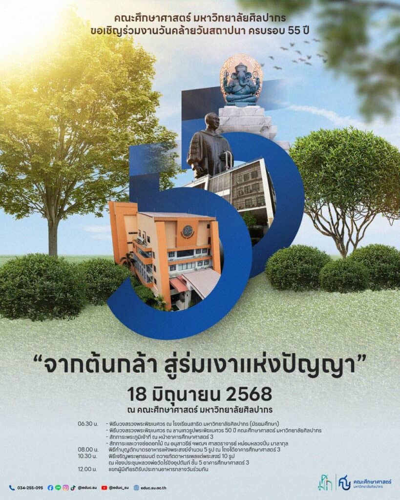 ม.ศิลปากร เชิญร่วมงานวันคล้ายวันสถาปนา 55 ปี คณะศึกษาศาสตร์ ม.ศิลปากร เชิญร่วมงานวันคล้ายวันสถาปนา 55 ปี คณะศึกษาศาสตร์